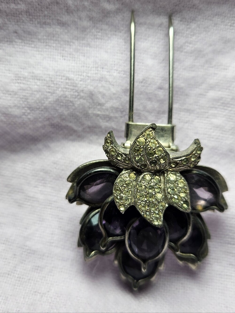 1943 Eisenberg Original Orchid Fur Clip Unsigned Ruth Kamke Attribution Silver - Picture 1 of 6